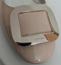PRADA ICONIC Patent Nude LOGO Buckle CLASSIXC FLATS EU 40 9 I LOVE SHOES picture