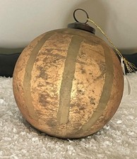 Creative Co-Op Round Heavy Glass rustic striped engraved  - new in box - 4.75” picture