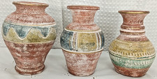 3 PCS ASSORTED ANCIENT NATIVE AMERICAN TRIBAL POTTERY VASES JARS  picture