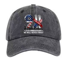 9‑11 25th Anniversary We Will Never Forget Vintage Washed Memorial Dad Hat picture