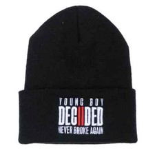 YoungBoy Never Broke Again Cuffed Knit Black Watch Cap Toque Style Winter Hat picture
