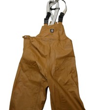 Carhartt Bib Overalls Mens Medium Brown PVC Rain Waterproof Workwear R39BRN picture