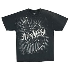 Vintage Hostility Double Sided T-Shirt Y2K Faded Black Spellout Streetwear Large picture