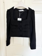 NEW Self Portrait Women Black Creep Pocket Top Size US2/S picture