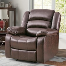 Canmov Manual Recliner Chair, Breathable PU Leather Reclining Single Sofa Chair picture