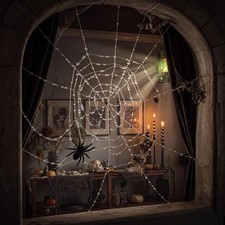Crystal Spider Web Halloween Decorations Clear Beaded Elegant 3.3Ft | 7 Coils Ac picture