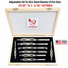 Adjustable Hand Reamer 8 Pcs Set H-4 to H-11 Sizes 15/32 To 1 1/16'' USA ACTOOLS picture