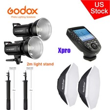 2X Godox SK300II 2.4G Studio Monolight Flash+95cm softbox+Stand+Xpro Trigger kit picture