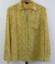 The Limited Blouse Womens L Long Roll Tab Sleeve Yellow Button Down Top Chiffon picture