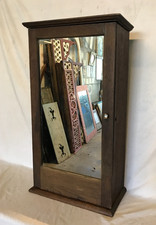 Antique Vintage 17x30 Hardwood Oak Medicine Wall Mirror Cabinet Old 1511-26B picture