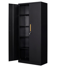 Metal Garage Storage Cabinet with 4 Adjustable Shelves 2 Locking Door for Home picture