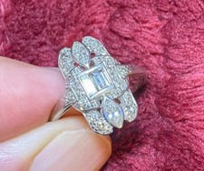 Vintage Diamond Ring 17 Natural Diamonds 13K-14K Gold Platinum Crown Estate picture