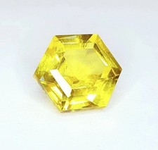 Natural 25 Ct Hexagon Cut Flawless Ceylon Yellow Sapphire Rare Loose Gemstone picture