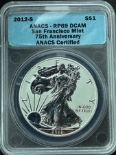 2012-S Reverse Proof American Silver Eagle ANACS RP69 DCAM - 75th Anniversary SF picture