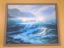 Byron Pickering Signed Framed Seascape Painting 21x17 in picture