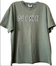 VTG Nike Tee Shirt Adult Size Large Green Stand-Out Logo Y2K 90's Short Sleeves picture