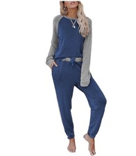 Ekouaer Women's Pajama Set Long-Sleeved Pajama Lounge Jogger Set Large New picture