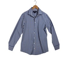 NWOT Mizzen+Main Leeward Trim Fit Gingham Performance Shirt Blue White Mens M picture