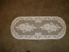 Lace Table Runner White Roses Design  36  x 15 picture