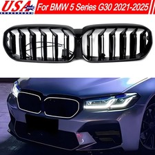 Fits BMW G30 G31 530i 540i 550i M5 2021-2025 Glossy Black Front Grille W/ Light picture