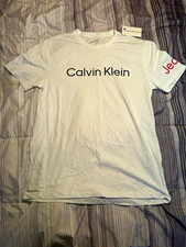 Calvin Klein Jeans Men’s White Graphic Logo Crew Neck Short Sleeve T-Shirt, M picture