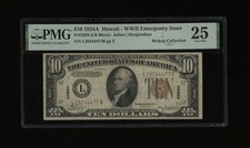 DBR 1934-A $10 FRN Hawaii LB Block Fr. 2303 PMG 25 Serial L28244477B picture