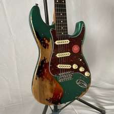 green Relic Electric Guitar SSS Pickups Alder Body Tremolo Bridge 6 String picture