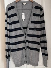 Diesel Men’s Striped Cardigan Sweater Size M Gray Black NWT picture