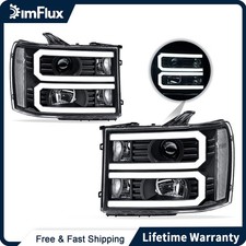DimFlux LED DRL Headlights for 07-13 GMC Sierra 1500 2500HD 3500HD Black Housing picture