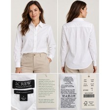 J.Crew Women’s Size 6 Classic Fit White Button Down Shirt Regen Cotton NWT picture