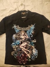 Vintage Nikki Sixx Clothing Dragonfly Tattoo Parlor Lounge Shirt So Awesome NM picture