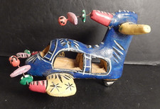 Vintage Super Cute Candelario Medrano Blue Airplane Sculpture Folk Art Pottery picture