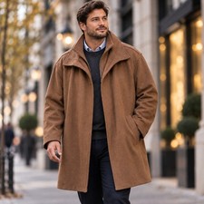 Sanyo Angora Cashmere Blend Car Coat 3 XL Vicuna Brown Angora Wool Cashmere picture