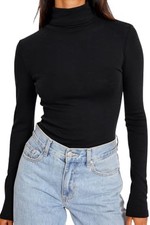 Trendy Queen Women's Turtleneck Long Sleeve Shirts Fall Fashion Basic Thermal Un picture