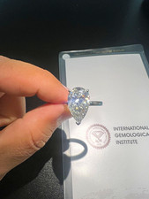 WHITE GOLD RING SIZE 6.5 WITH 6 CT VS2 F PEAR LAB GROWN DIAMOND IGI CERTIFIED picture