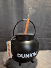 Dunkin' Donuts Cauldron Tumbler Halloween w/ Lid Straw Black  picture
