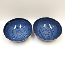 Set of 2 Denby Midnight Blue Cereal Soup Bowls Stoneware England picture