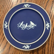 Antique 1930's Wedgwood Blue Dip Jasperware Caperns Bird Bristol Plate picture