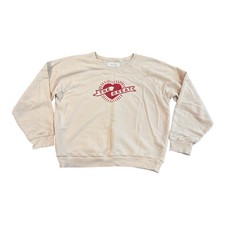 The Great Sweatshirt Womens 3 Beige Terry Crewneck Raglan Pullover Heart Graphic picture