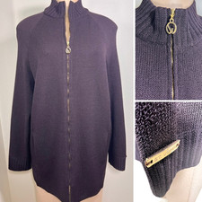 Vintage St John Sport M Chocolate Brown Wool Knit Zip Jacket Fall 2002 picture