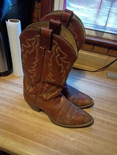 Justin 1967 Mens Brown Leather VTG Western Cowboy Boots Size 8.5 E Made in USA picture