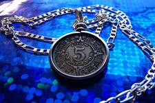 Pre 1945 Mexican Mayan Calendar Coin Pendant 24