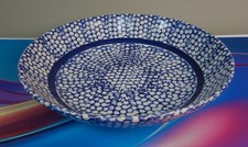Roma Inc Italian Hand Painted Blue Spongeware Pasta Bowl 11-3/4
