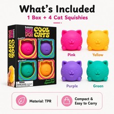 NeeDoh Teenie Cool Cats 4-Pack Schylling Squishy Kittens Fidget Stress Toy NIB picture