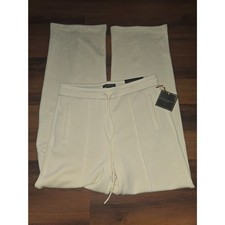 Christian Siriano New York Womens M Ivory Mid Rise Straight Leg Pants NWT picture