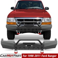 For 1998-2011 Ford Ranger Steel Front Bumper with Bull Bar Winch Plate Drings picture