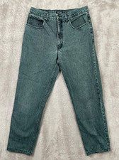 Vintage Stefano Man Distressed Jeans Acid Wash Mens Fits 33x29 Green Black 90s picture
