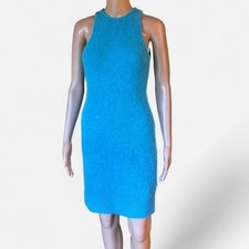 GANNI Blue Fuzzy Knit Sleeveless Dress with Back Cutout Size M picture
