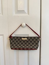GUCCI Boat Bag GG Monogram Canvas Pouch Hand Bag 039.1103 Authentic Used F/S picture