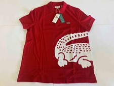 Lacoste Men's Short Sleeve Jersey Regular Fit Polo Shirt, Red, M ALIGATOR PRINT picture